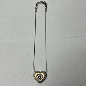 Brighton Heart Pendant Necklace Silver Gold Reversible 18 Inch.